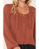 Image #3 - Lovestitch Women's Long Sleeve Lace Trim Top, Dusty Rose, hi-res