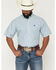 Image #1 - Cinch Men's Micro Plaid Print Short Sleeve Button-Down Western Shirt, White, hi-res