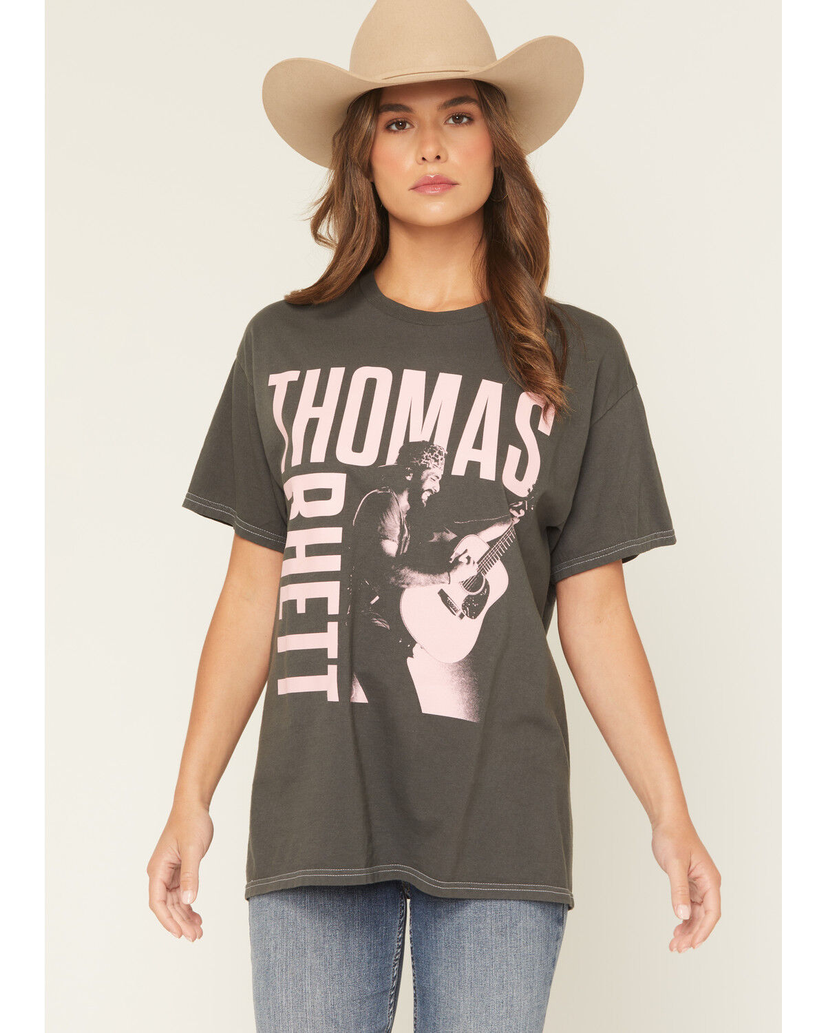 Merch Traffic Women's Thomas Rhett Guitar Photo Short Sleeve Graphic Tee, Black, hi-res