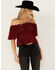 Image #1 - Wild Moss Women's Jacquard Flutter Sleeve Top, , hi-res