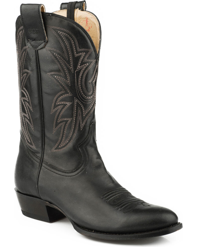 mens roper boots black