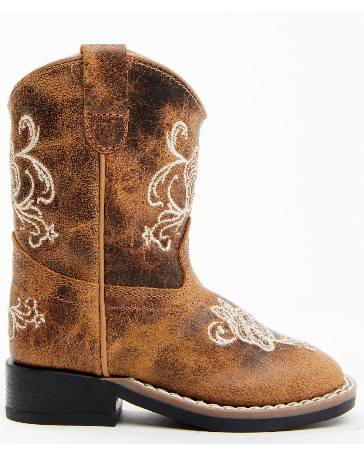 Image #2 - Shyanne Little Girls' Little Bitty Lasy Western Boots - Broad Square Toe, Brown, hi-res