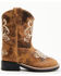 Image #2 - Shyanne Little Girls' Little Bitty Lasy Western Boots - Broad Square Toe, Brown, hi-res