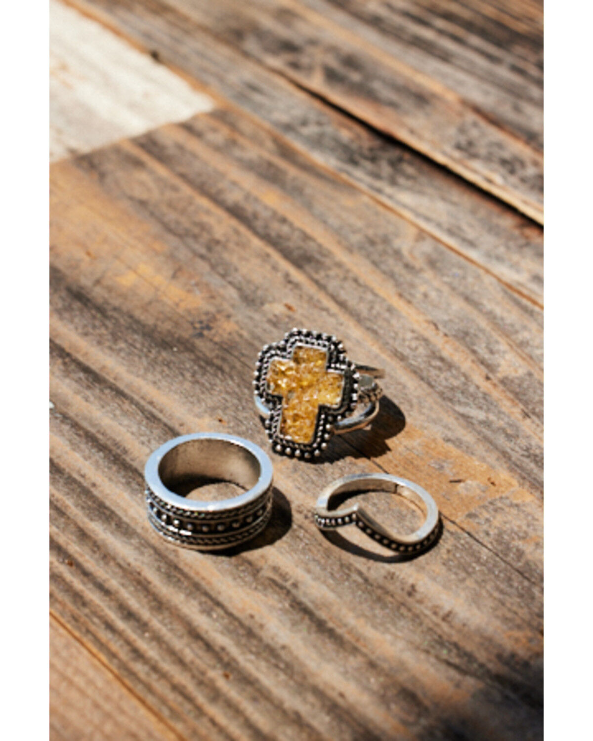 Image #1 - Shyanne Women's Cross Ring Set - 3 Piece, Silver, hi-res