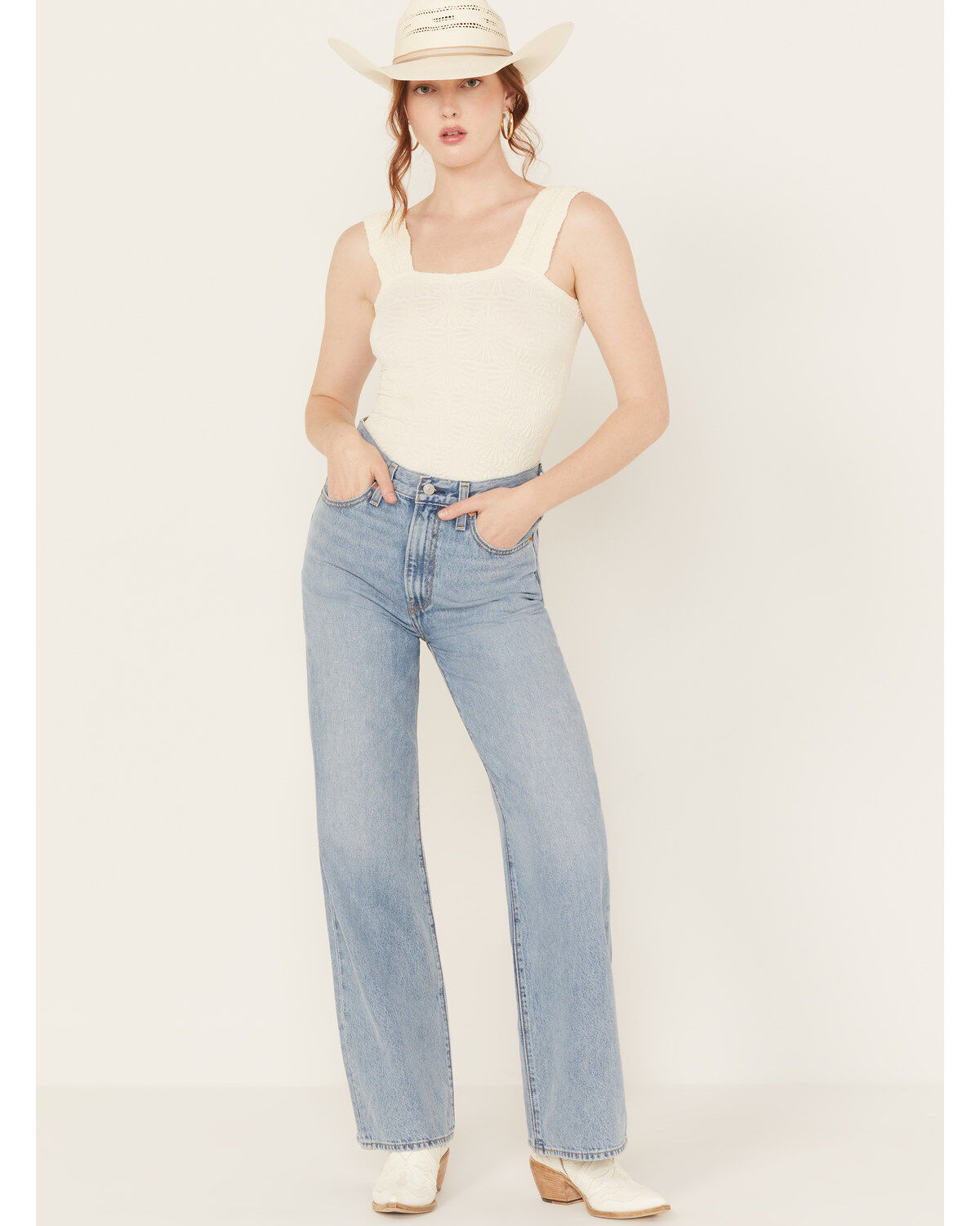 Image #1 - Levi's Premium Women's Light Wash High Rise Far and Wide Ribcage Wide Leg Jeans, Light Wash, hi-res