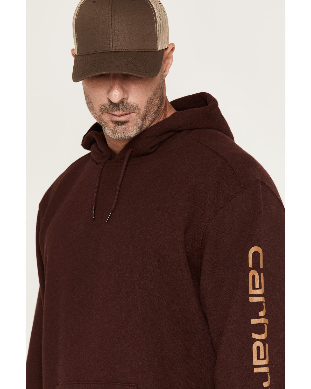 Image #2 - Carhartt Men's FR Force&reg; Midweight Logo Hooded Sweatshirt, Wine, hi-res