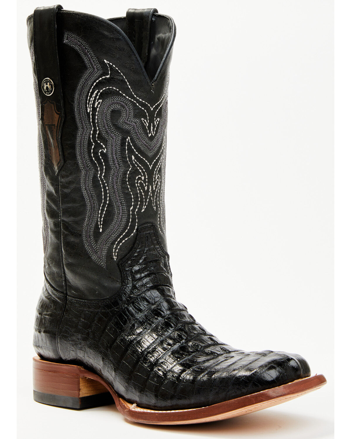 Image #1 - Tanner Mark Men's Lufkin Western Boots - Broad Square Toe, Black, hi-res
