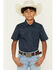 Image #1 - Cody James Boys' Tripp Geo Print Short Sleeve Snap Western Shirt, Navy, hi-res