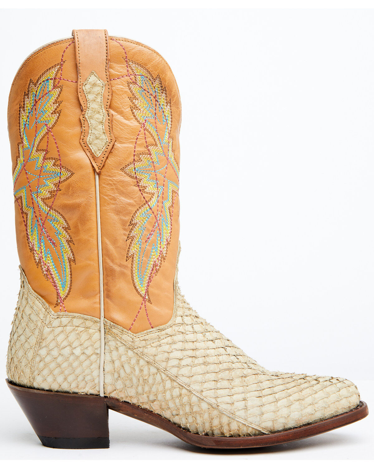 Image #2 - Dan Post Women's Queretaro Exotic Seabass Western Boots - Square Toe, Oryx, hi-res