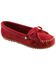 Women's Minnetonka Suede Kilty Moccasins, Red, hi-res