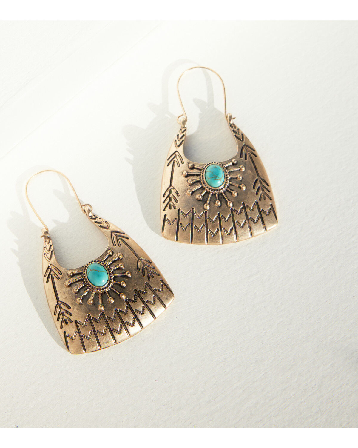 Image #3 - Shyanne Women's Summer Solstice Stamped Statement Earrings, Gold, hi-res