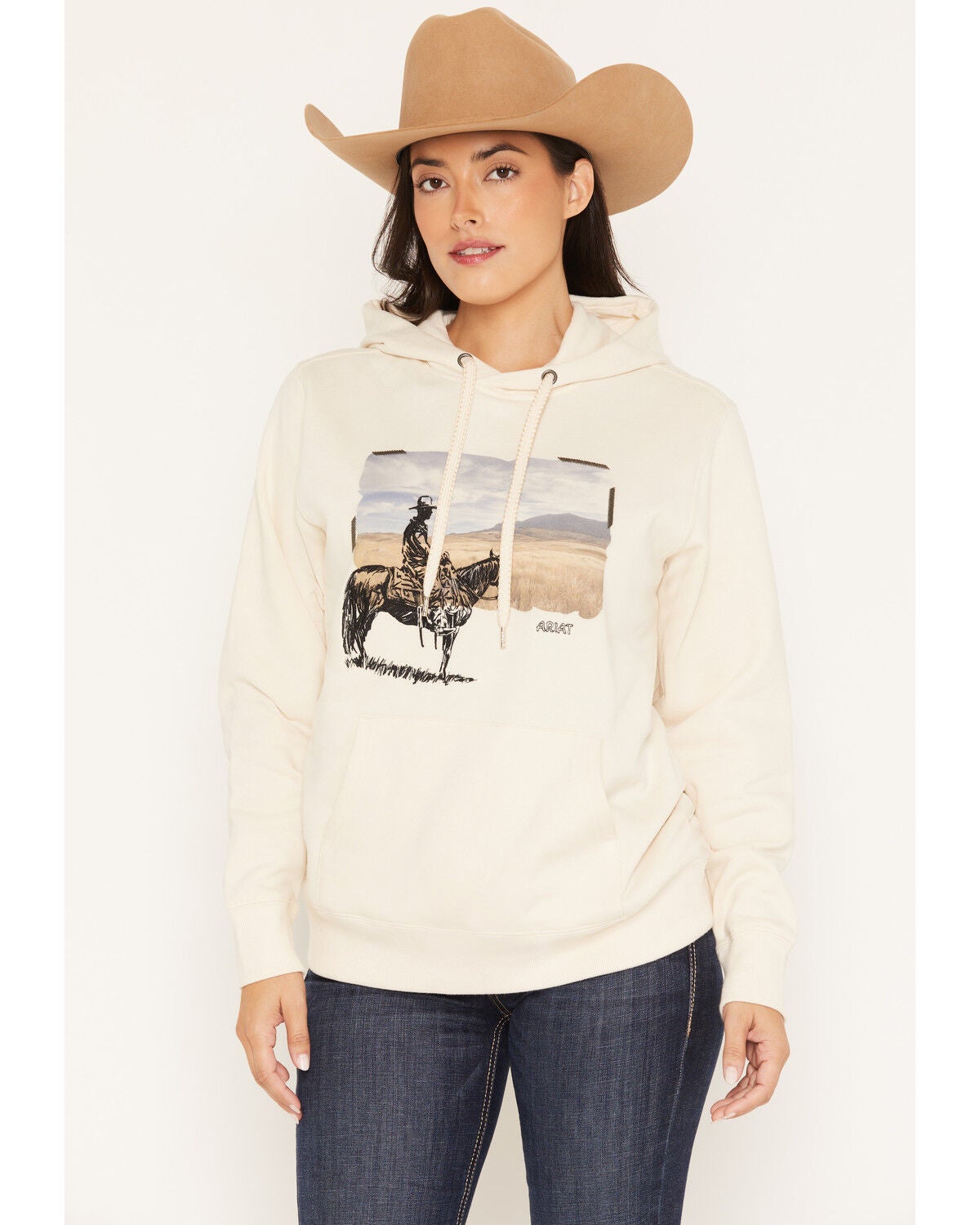 Ariat Women's Graphic Hoodie, Cream, hi-res
