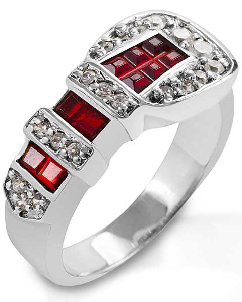 Image #1 - Kelly Herd Women's Red Ranger Style Buckle Ring, Silver, hi-res