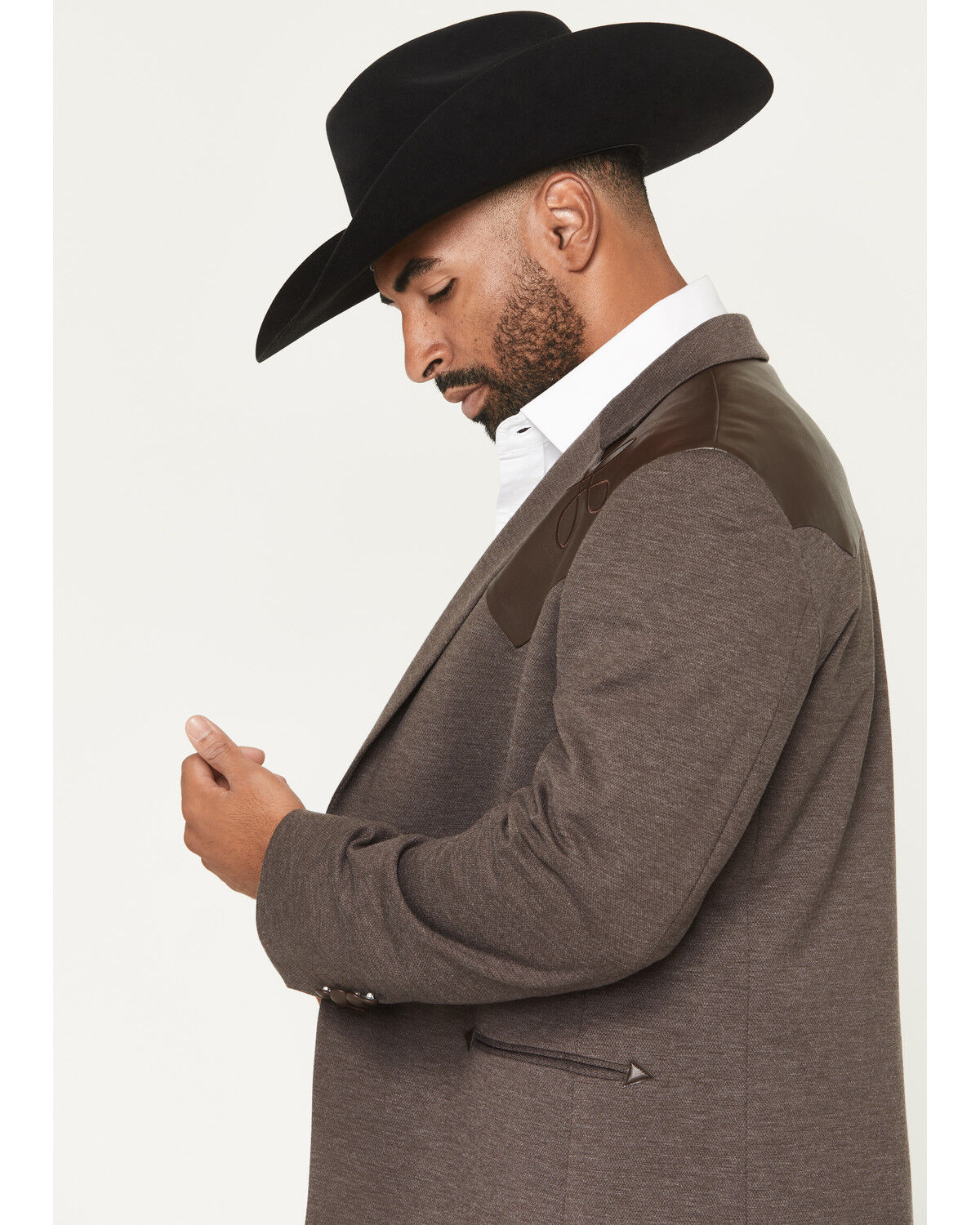 Image #2 - Cody James Men's Knoxville Faux Leather Western Yoke Sportcoat, Brown, hi-res