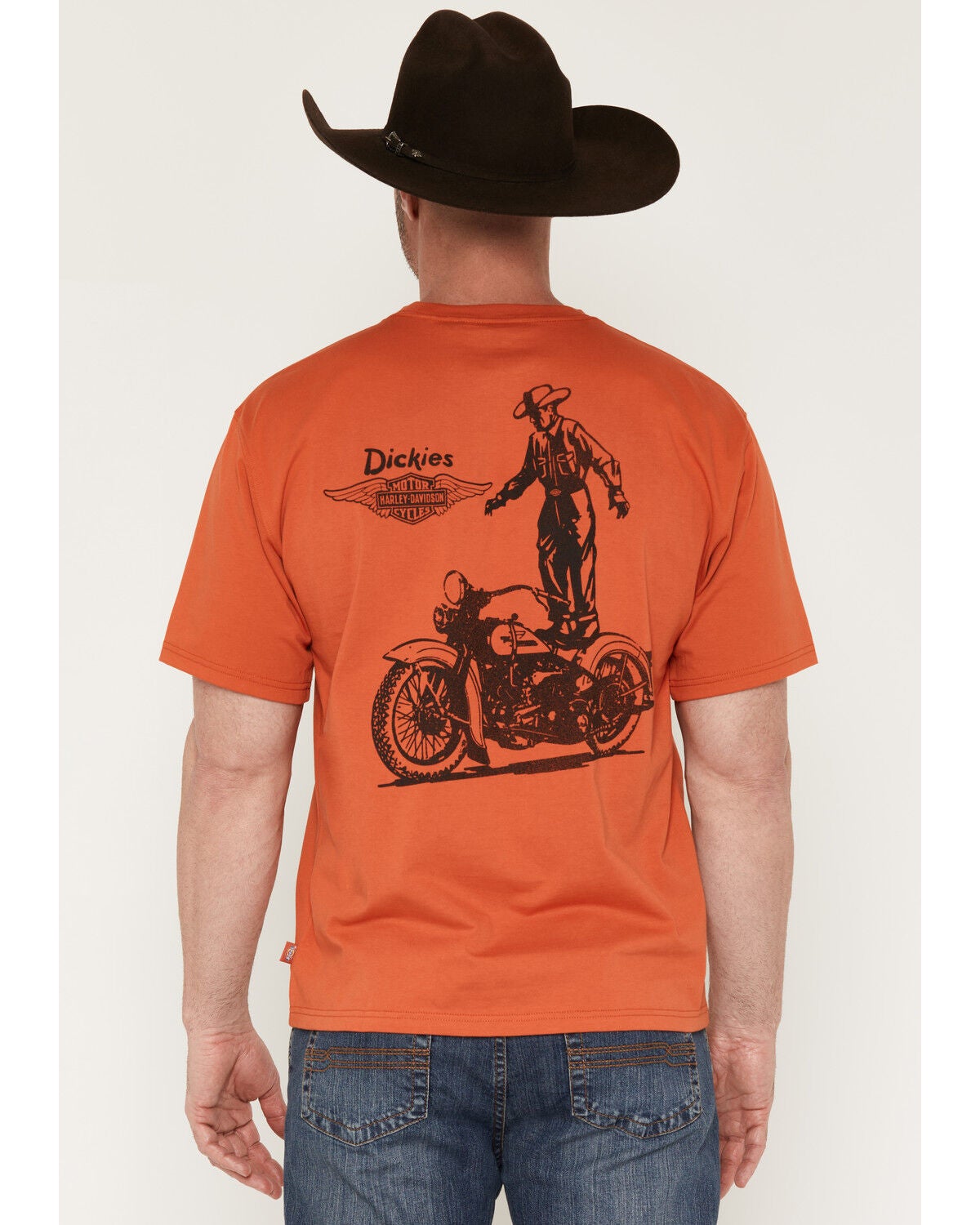Dickies X Harley Davidson Men's Cowboy Short Sleeve Graphic Tee, Orange, hi-res