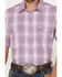 Panhandle Select Men's Check Plaid Short Sleeve Dark Orchid Snap Western Shirt , Purple, hi-res