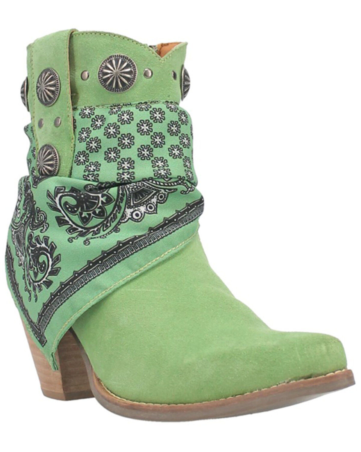Image #1 - Dingo Women's Suede Bandida Western Booties - Round Toe, Moss Green, hi-res