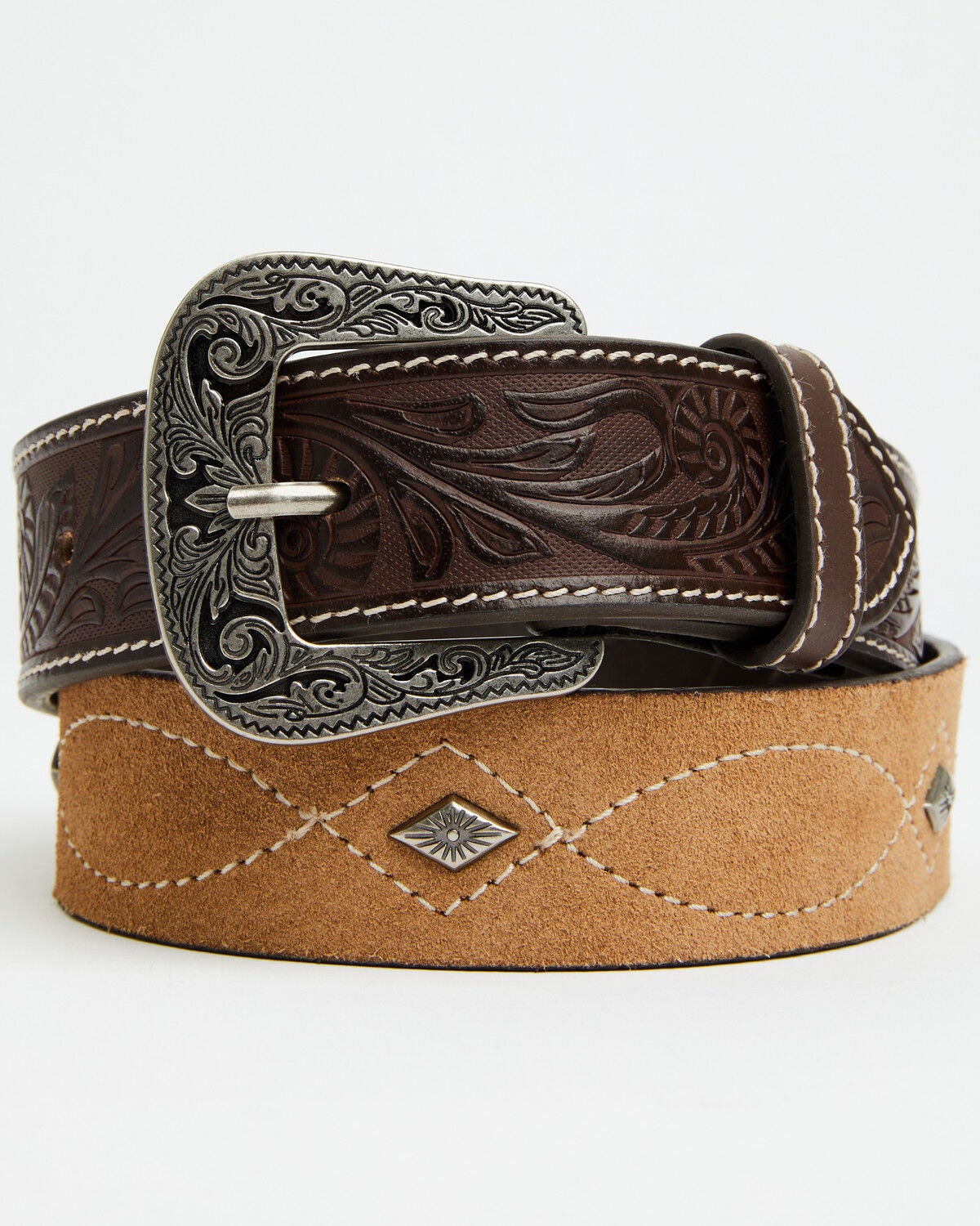 Image #1 - Cody James Men's Concho Suede Leather Belt, Tan, hi-res