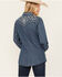 Image #4 - Wrangler Retro Women's Dark Wash Denim Embroidered Long Sleeve Western Shirt, Dark Wash, hi-res