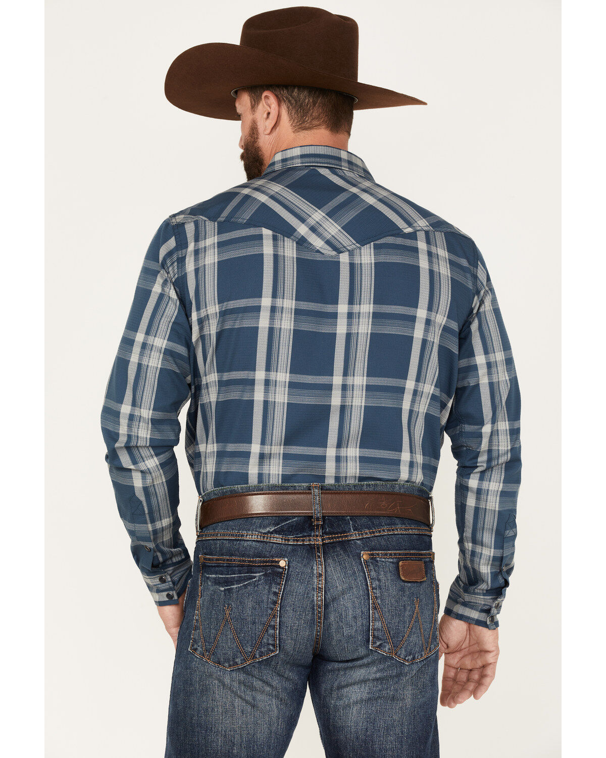 Image #4 - Cody James Men's Expression Large Plaid Snap Western Shirt, Navy, hi-res