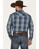 Cody James Men's Expression Large Plaid Snap Western Shirt , Navy, hi-res
