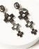 Image #2 - Shyanne Women's Southwestern Antique Stacked Cross Earrings, Silver, hi-res