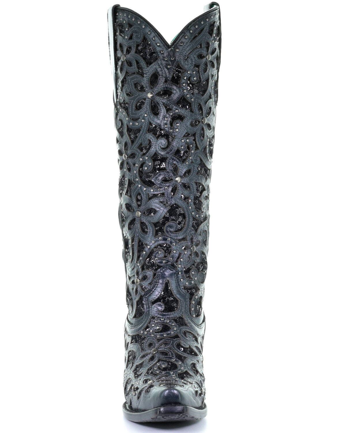 Image #5 - Corral Women's Floral Inlay Western Boots - Snip Toe, Black, hi-res