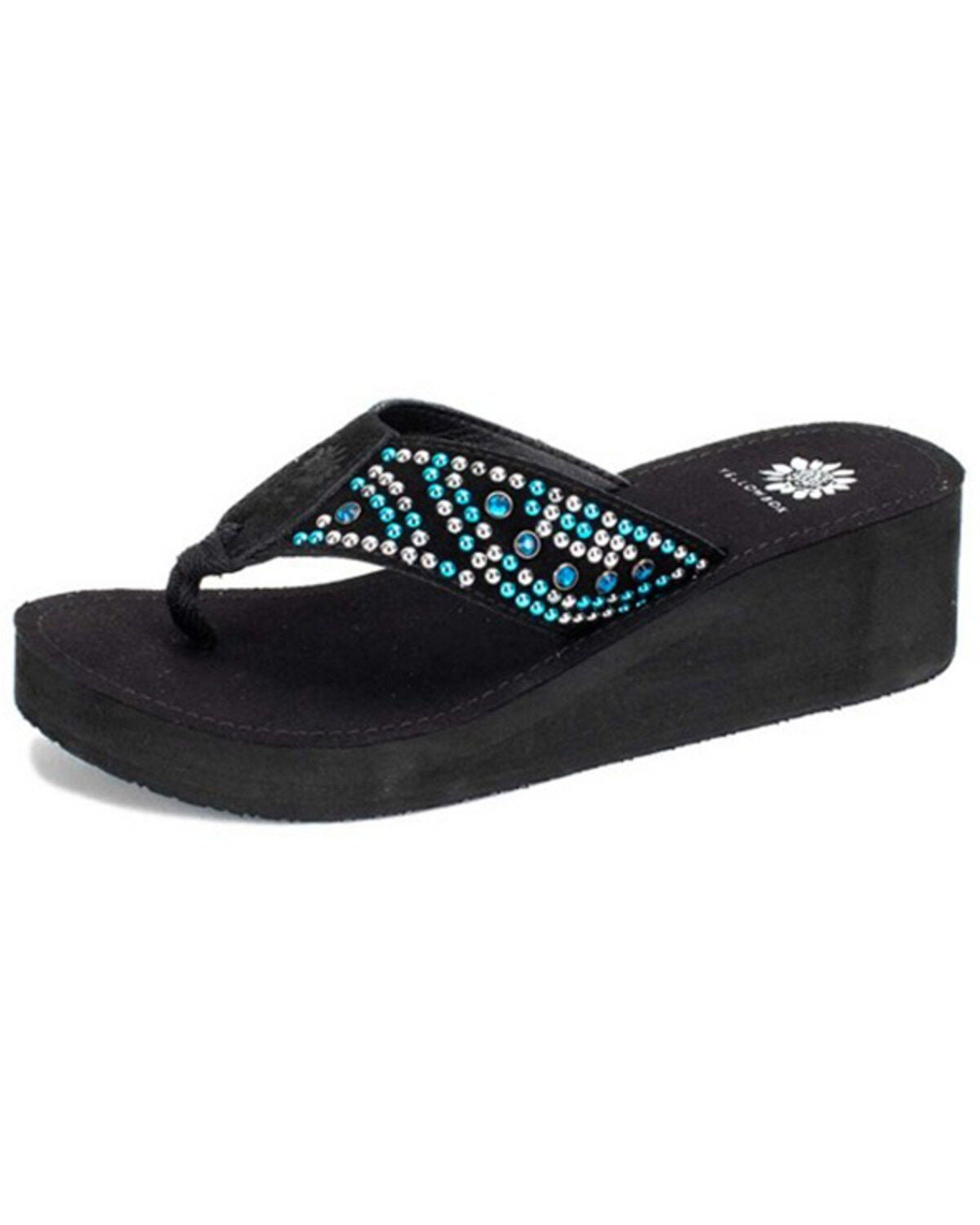 Yellow Box Women's Trixy Flip-Flip Wedge Sandal, Turquoise, hi-res