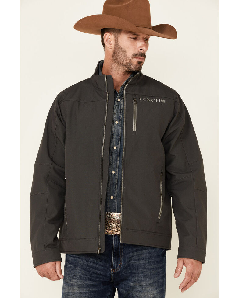 Cinch Men's Charcoal CC Textured Bonded Zip-Front Jacket , Charcoal, hi-res