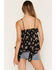 Image #4 - Wild Moss Women's Floral Print Sleeveless Hanky Hem Cami, Black, hi-res