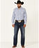 Image #2 - Wrangler 20X Men's Striped Long Sleeve Snap Western Shirt, Blue, hi-res
