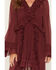 Image #3 - Show Me Your Mumu Women's Shiloh Long Sleeve Ruffle High-Low Maxi Dress, Burgundy, hi-res