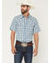 Image #1 - Cody James Men's Briggs Plaid Print Short Sleeve Snap Western Shirt - Tall, Blue, hi-res