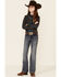 Image #2 - Roper Girls' Windowpane Plaid Print Fancy Yoke Long Sleeve Pearl Snap Western Shirt, Brown, hi-res