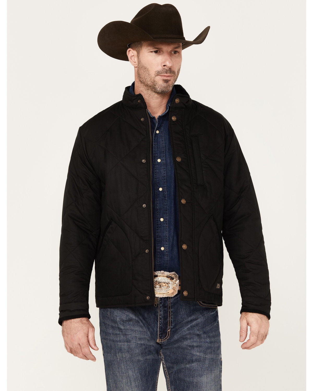 Justin Men's Broken Arrow Matte Quilted Jacket, Black, hi-res