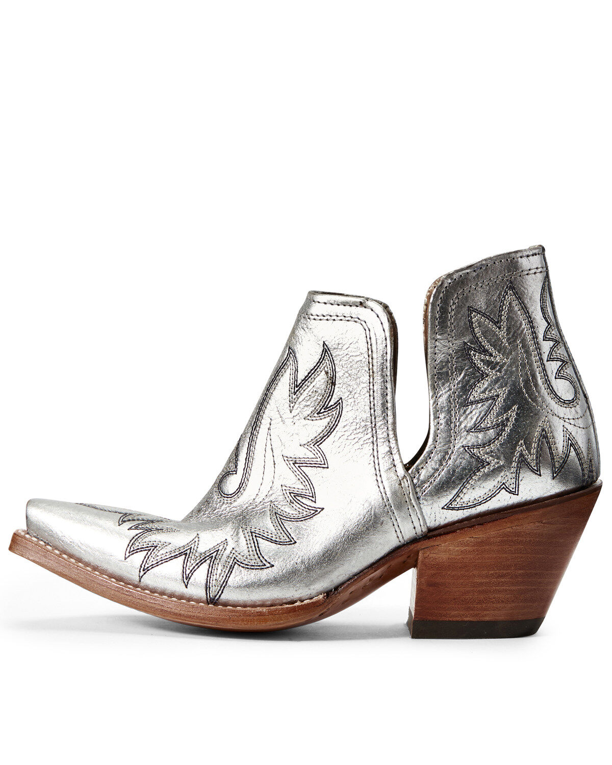 silver metallic booties