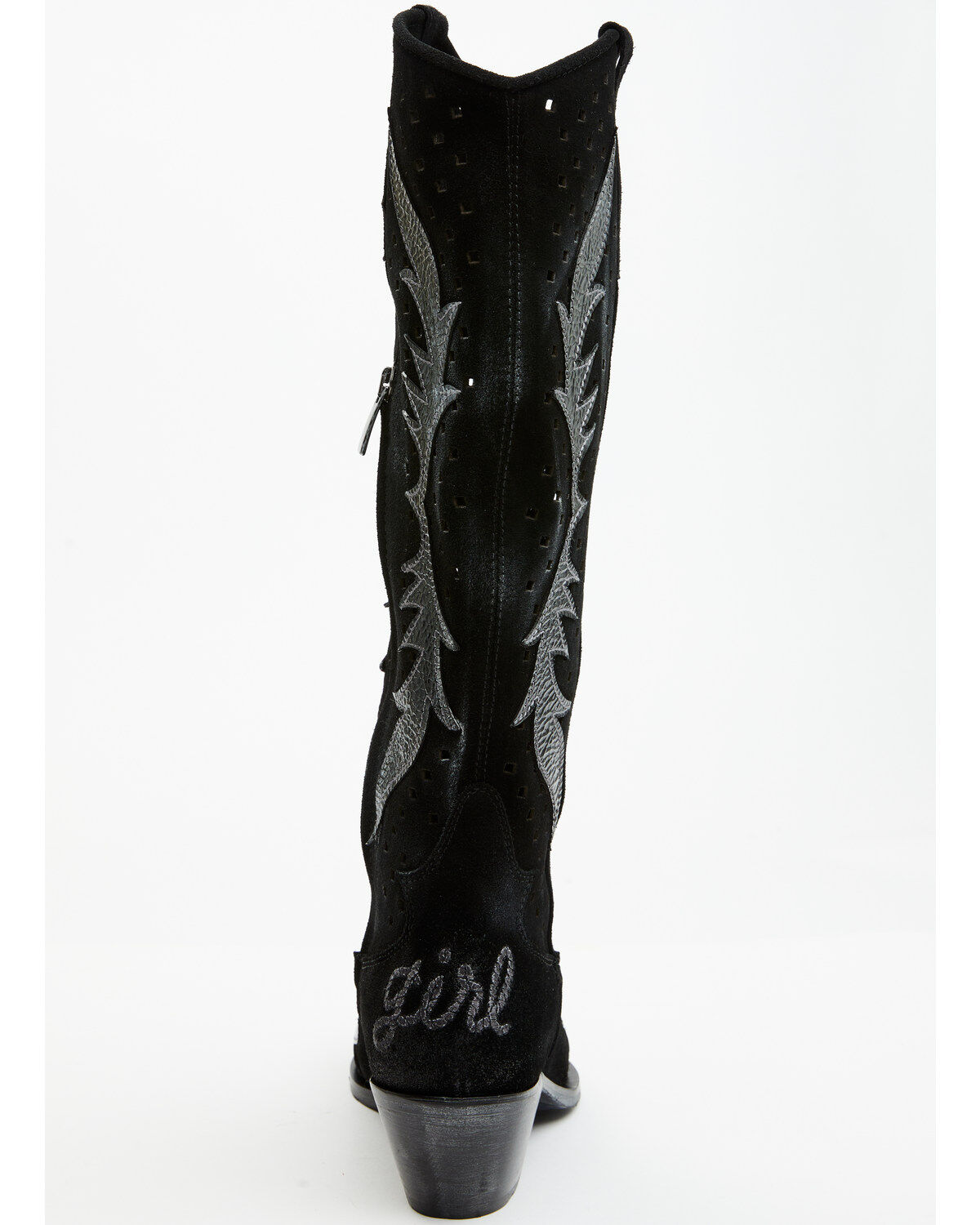 Image #5 - Italian Cowboy Women's Perforated Tall Western Boots - Snip Toe, Black, hi-res