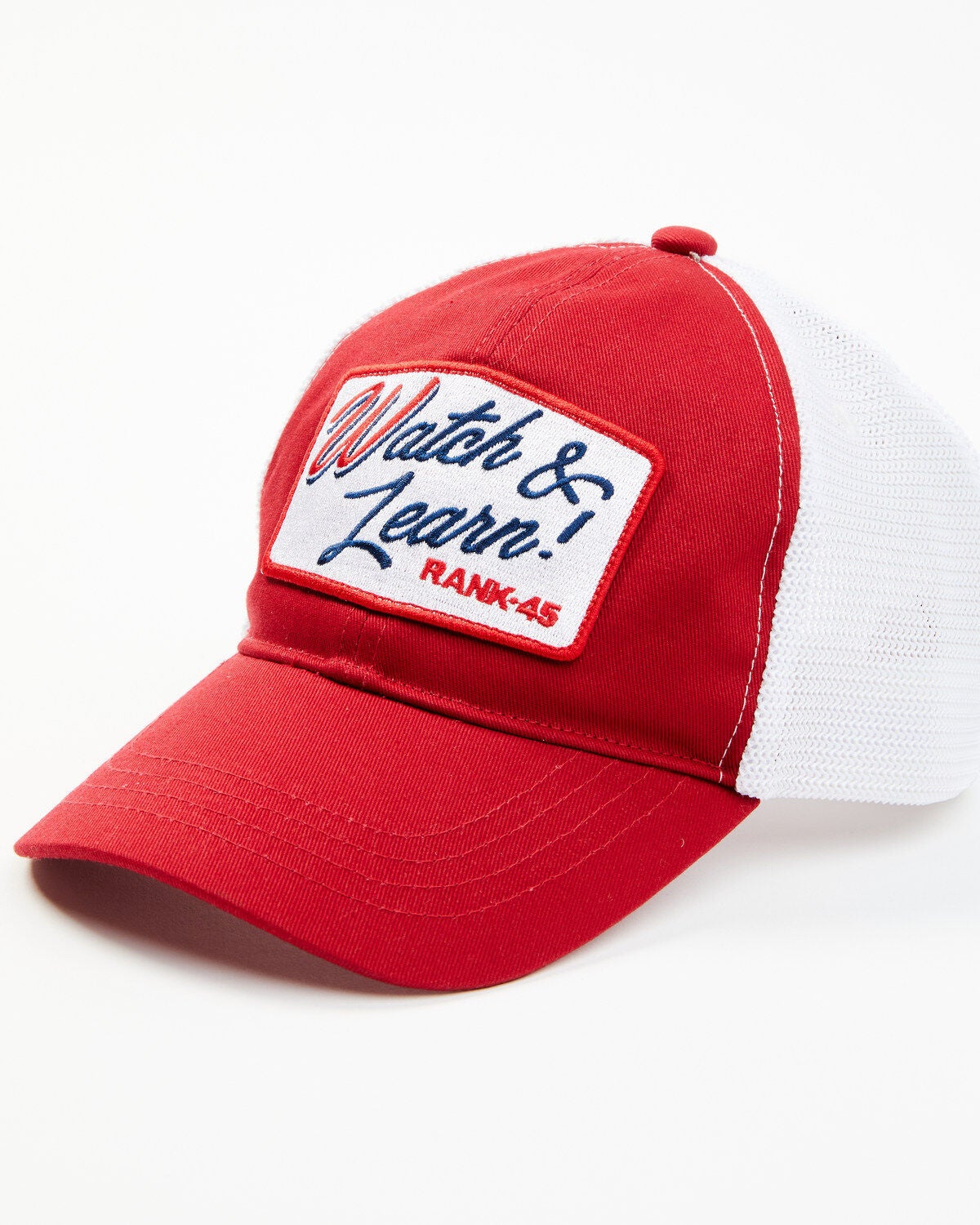 RANK 45&reg; Women's Watch & Learn Patch Mesh-Back Ball Cap, Red, hi-res