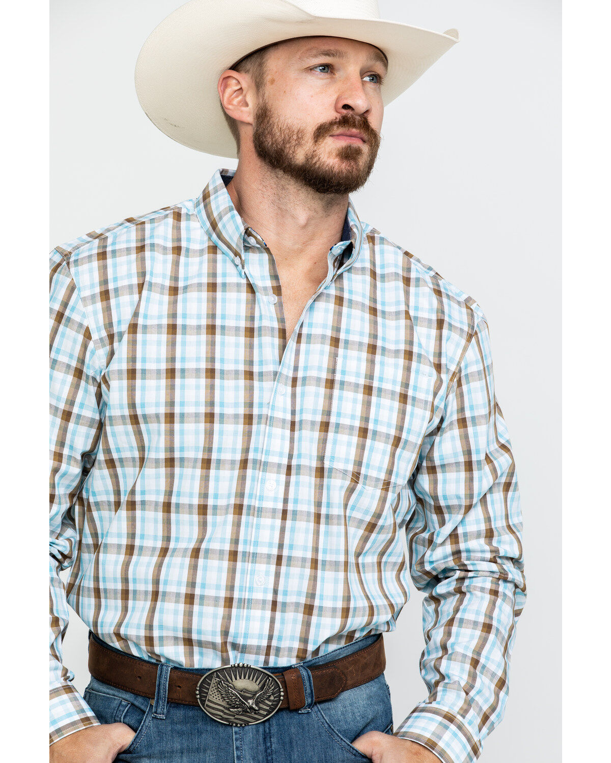 Image #1 - Cody James Core Men's Mountain Rain Med Plaid Long Sleeve Western Shirt, , hi-res