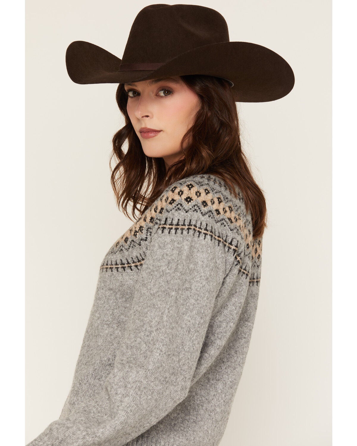 Image #2 - Saltwater Luxe Women's Southwestern Button-Down Cardigan, Grey, hi-res