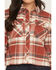 Image #3 - Shyanne Women's Pershing Plaid Print Long Sleeve Cropped Flannel Shirt, Caramel, hi-res