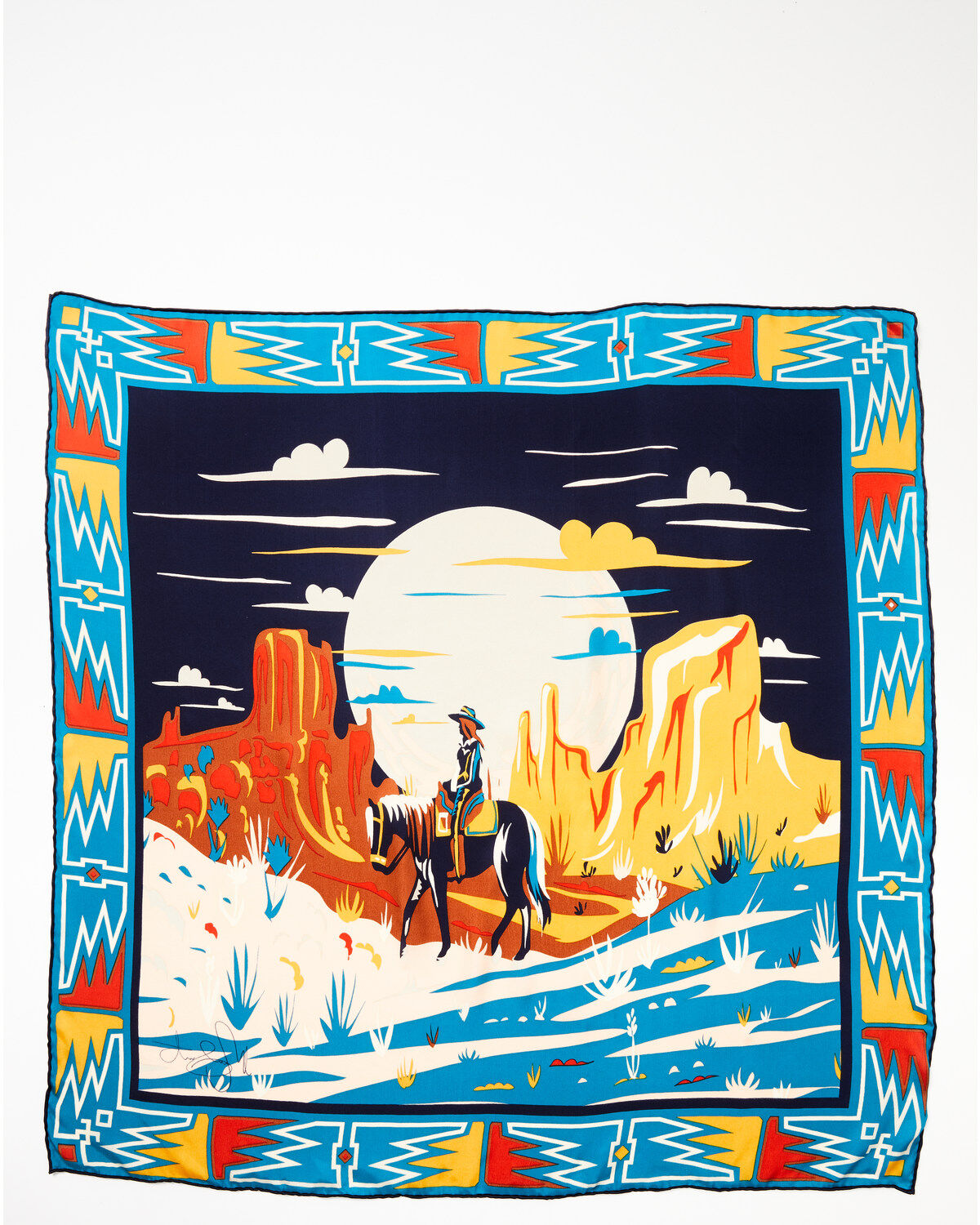 Image #1 - Idyllwind Women's Riverpoint Pass Turquoise Silk Scarf, Turquoise, hi-res