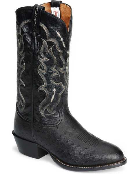 Tony Lama Men's Smooth Ostrich Western Boots - Round Toe, Black