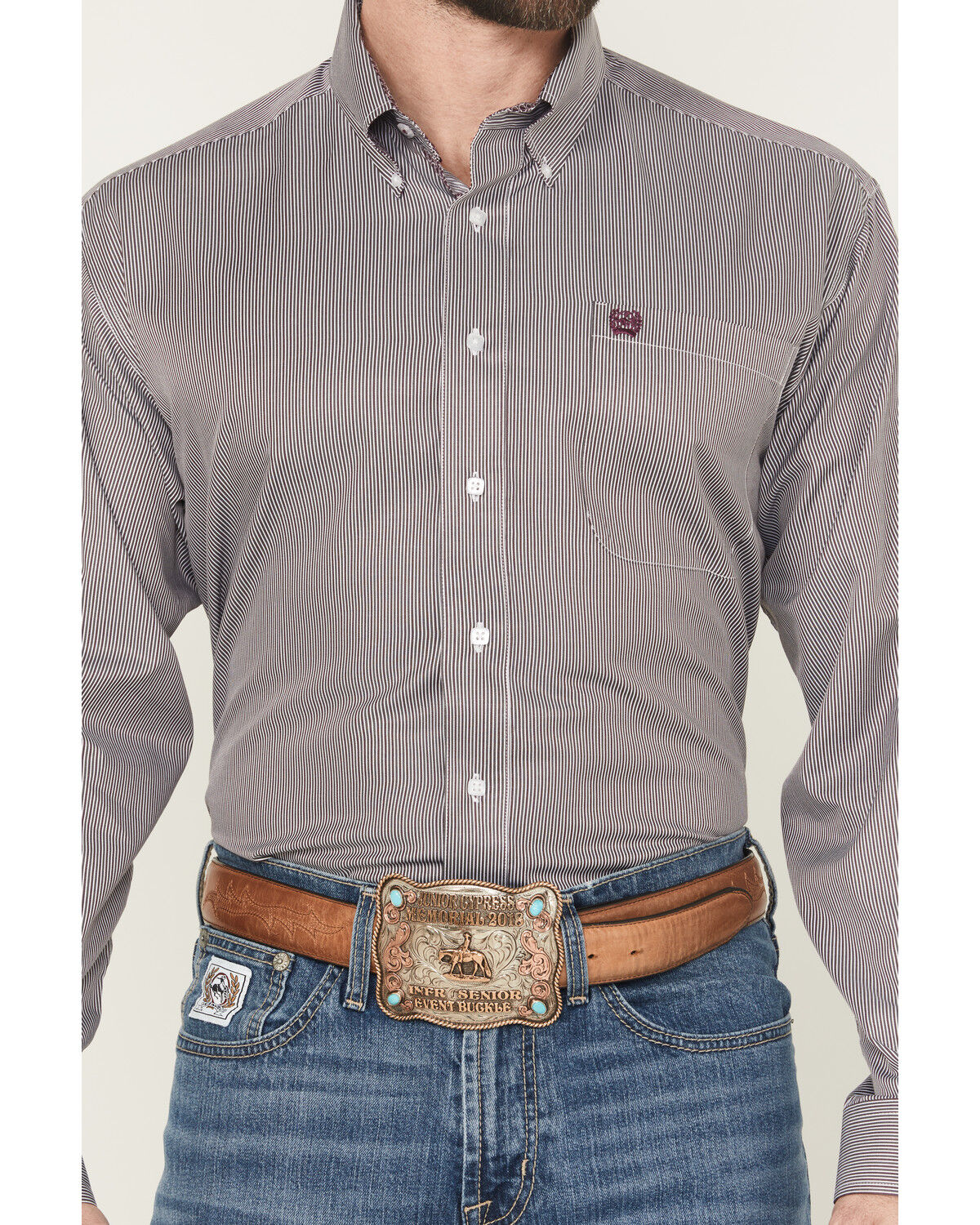 Image #3 - Cinch Men's Striped Print Long Sleeve Button-Down Western Shirt, Multi, hi-res