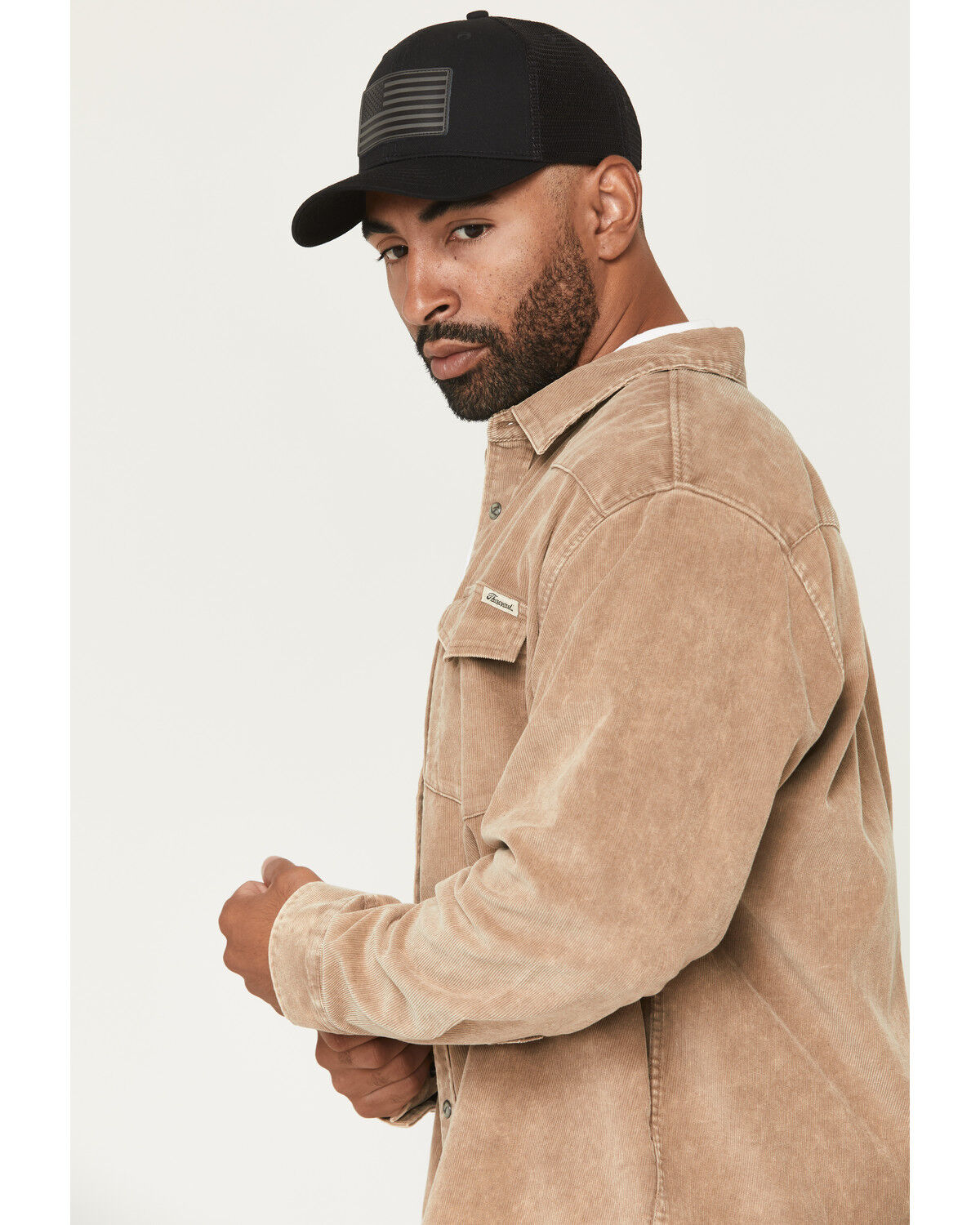 Image #2 - Thorogood Men's Wellington Corduroy Long Sleeve Snap Work Shirt, Khaki, hi-res