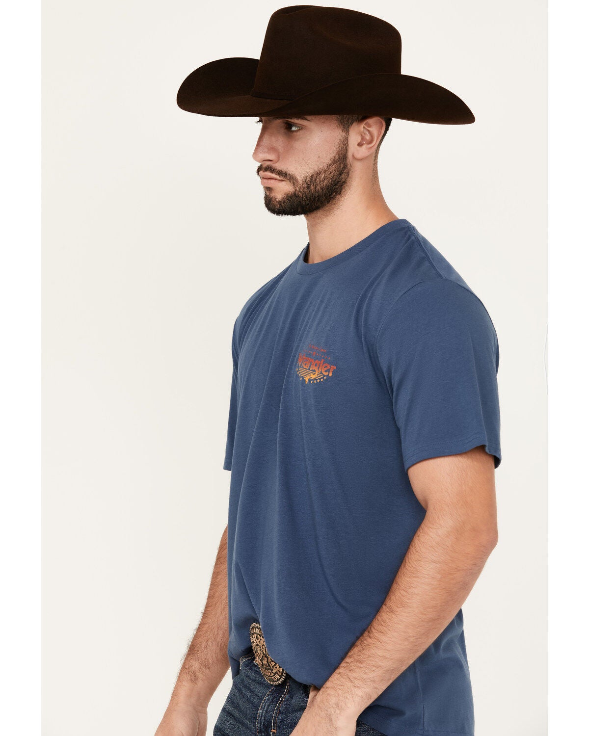 Image #2 - Wrangler Men's Boot Barn Exclusive Ombre Logo Short Sleeve Graphic T-Shirt, , hi-res
