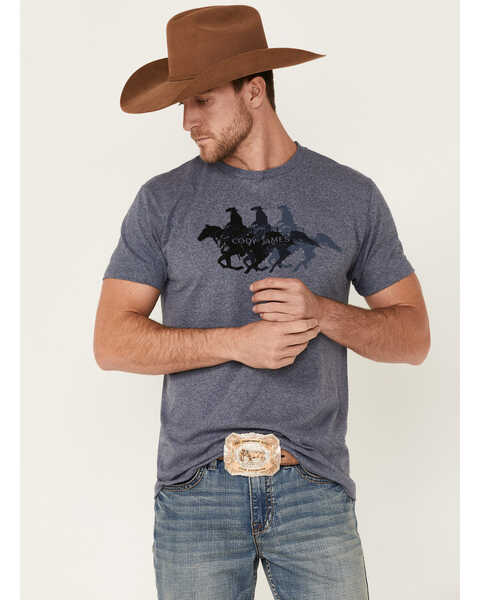 Cody James Men's Horse Shadows Graphic Short Sleeve T-Shirt , Navy, hi-res