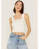 Shyanne Women's Ribbed Knit Sweater Tank Top, White, hi-res