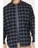 Hawx Men's Checker Long Sleeve Button-Down Flannel Shirt, Dark Blue, hi-res