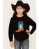 Image #1 - Cotton & Rye Girls' Boot Applique Round Bottom Sweater, Black, hi-res